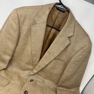 Brooks Brothers 1818 Madison 41R Tan Herringbone Wool Silk Sport Coat